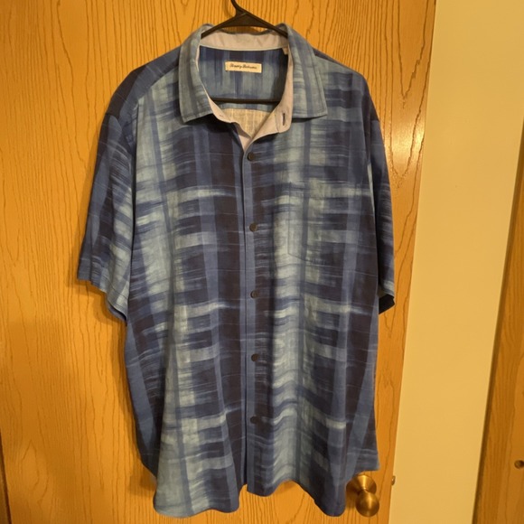 Tommy Bahama Other - Tommy Bahama Men's Silk Button-Down Shirt XXL Blue Plaid Short Sleeve